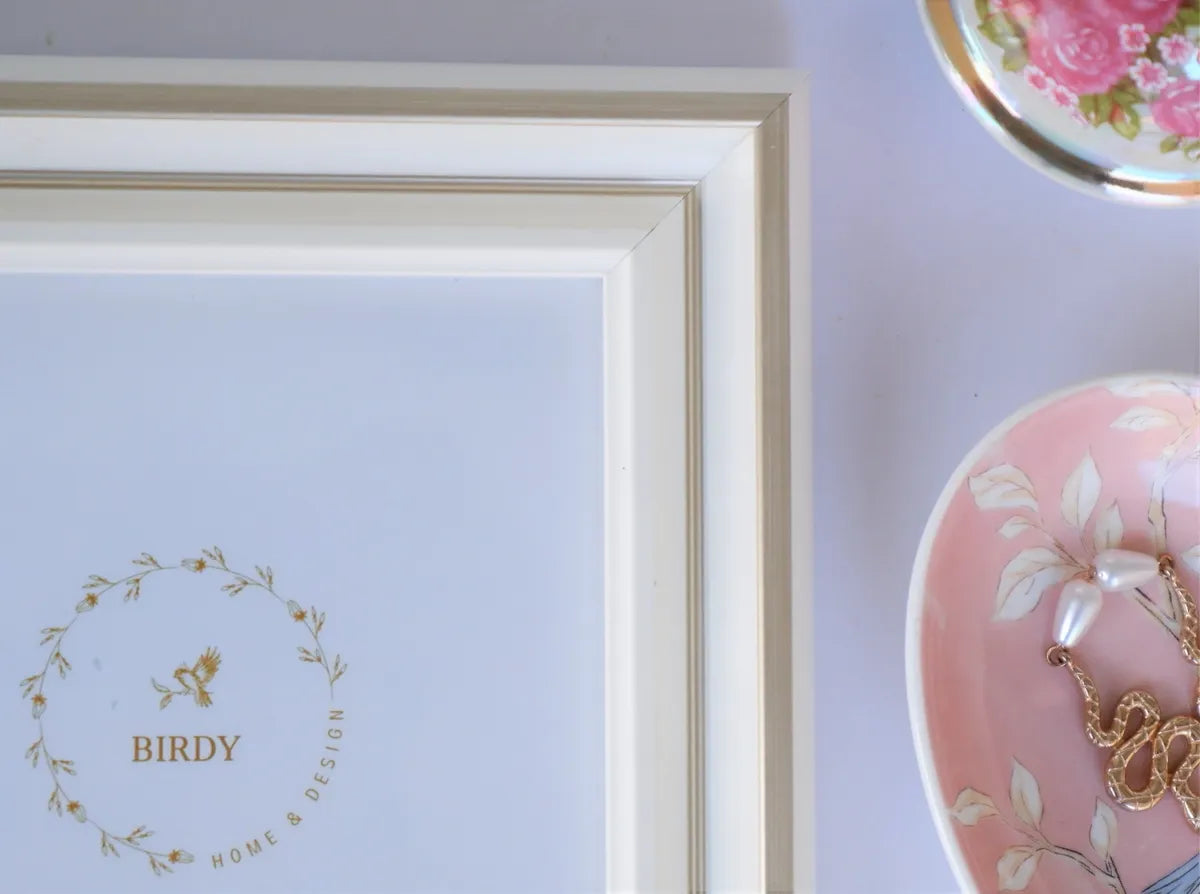 Dainty White & Gold Picture Frame