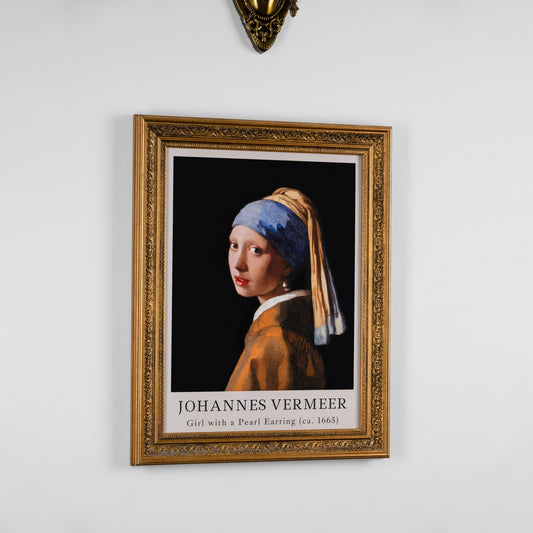 Birdy Wall Art Girl with a Pearl Earring Classical Framed Restored Vintage Portrait