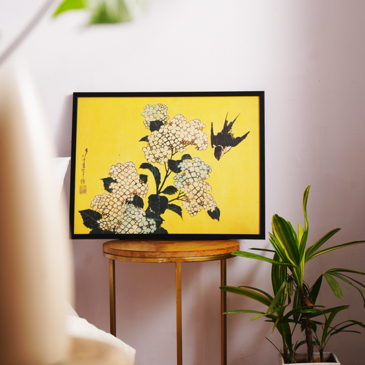 Birdy Wall Art Katushika HokusaiтАЩs тАЬHydrangeas and SwallowтАЭ