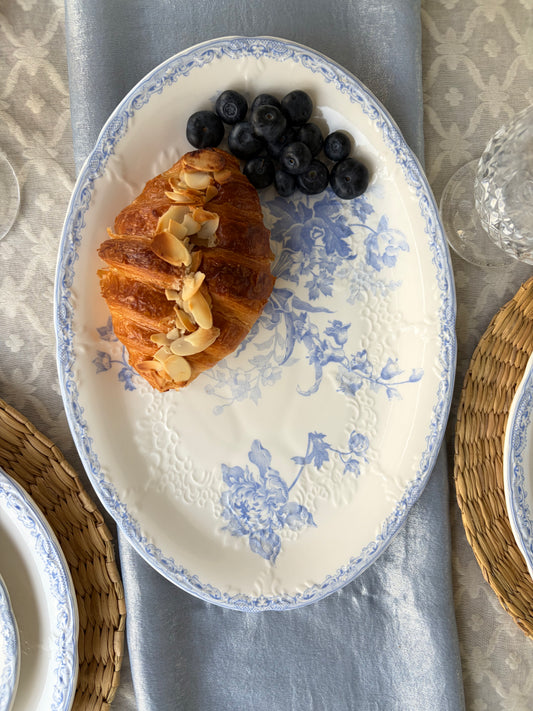 Vintage Blue Fleur Ceramic Serving Platter