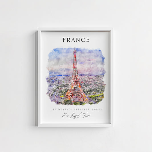 Water Colour France Eiffel Tower