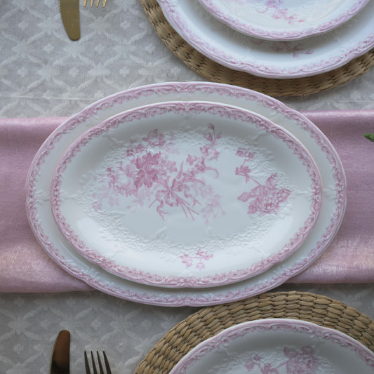 Vintage Pink Fleur Ceramic Serving Platter