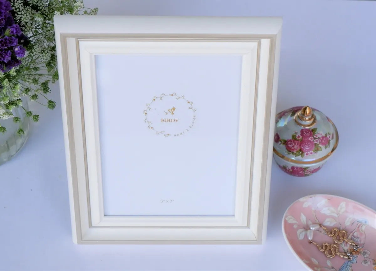 Dainty White & Gold Picture Frame