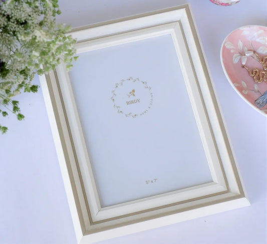 Dainty White & Gold Picture Frame