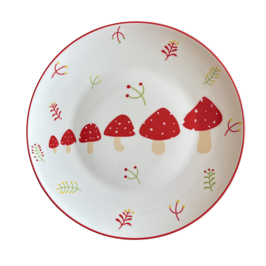 Birdy Fine Bone China Mushroom Print Ceramic Quarter Plate