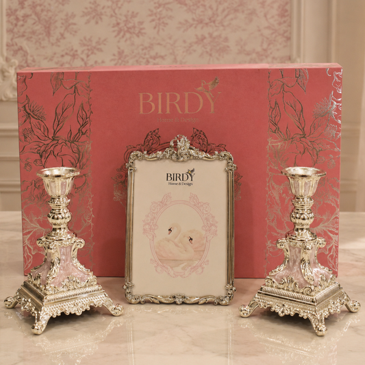 Birdy Silver Photo Frame & Candlestick Gift Set