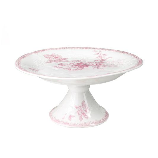 Vintage Pink Fleur Ceramic Cake Stand
