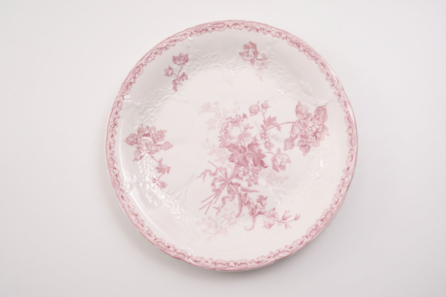 Vintage Pink Fleur Ceramic Dinner Plate