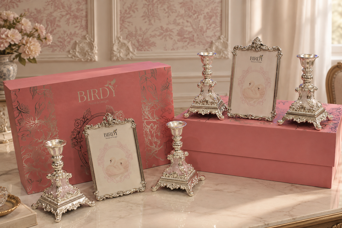 Birdy Silver Photo Frame & Candlestick Gift Set