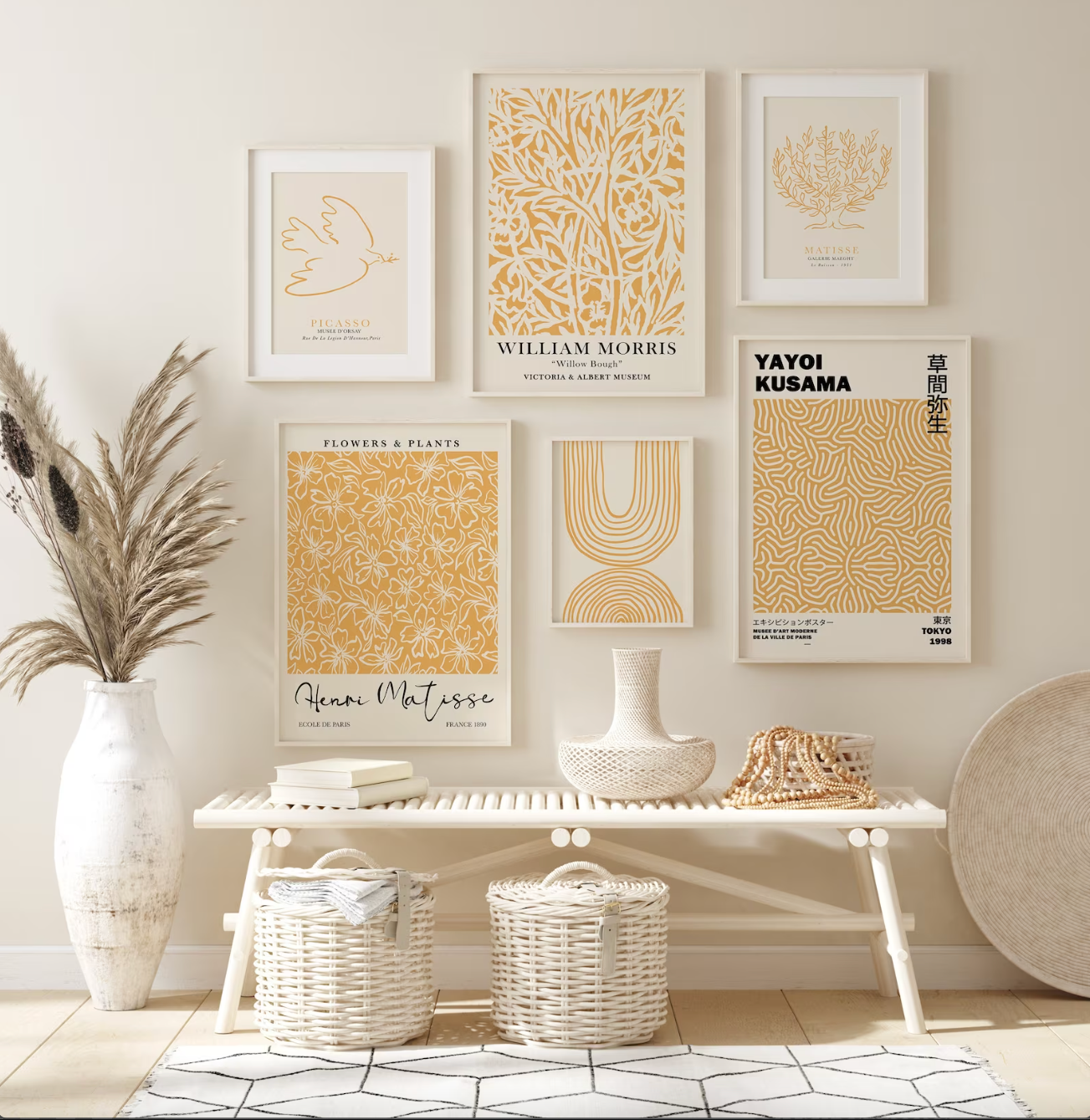 Orange & Yellow Gallery Wall Museum Set of 6