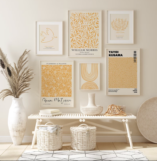 Orange & Yellow Gallery Wall Museum Set of 6