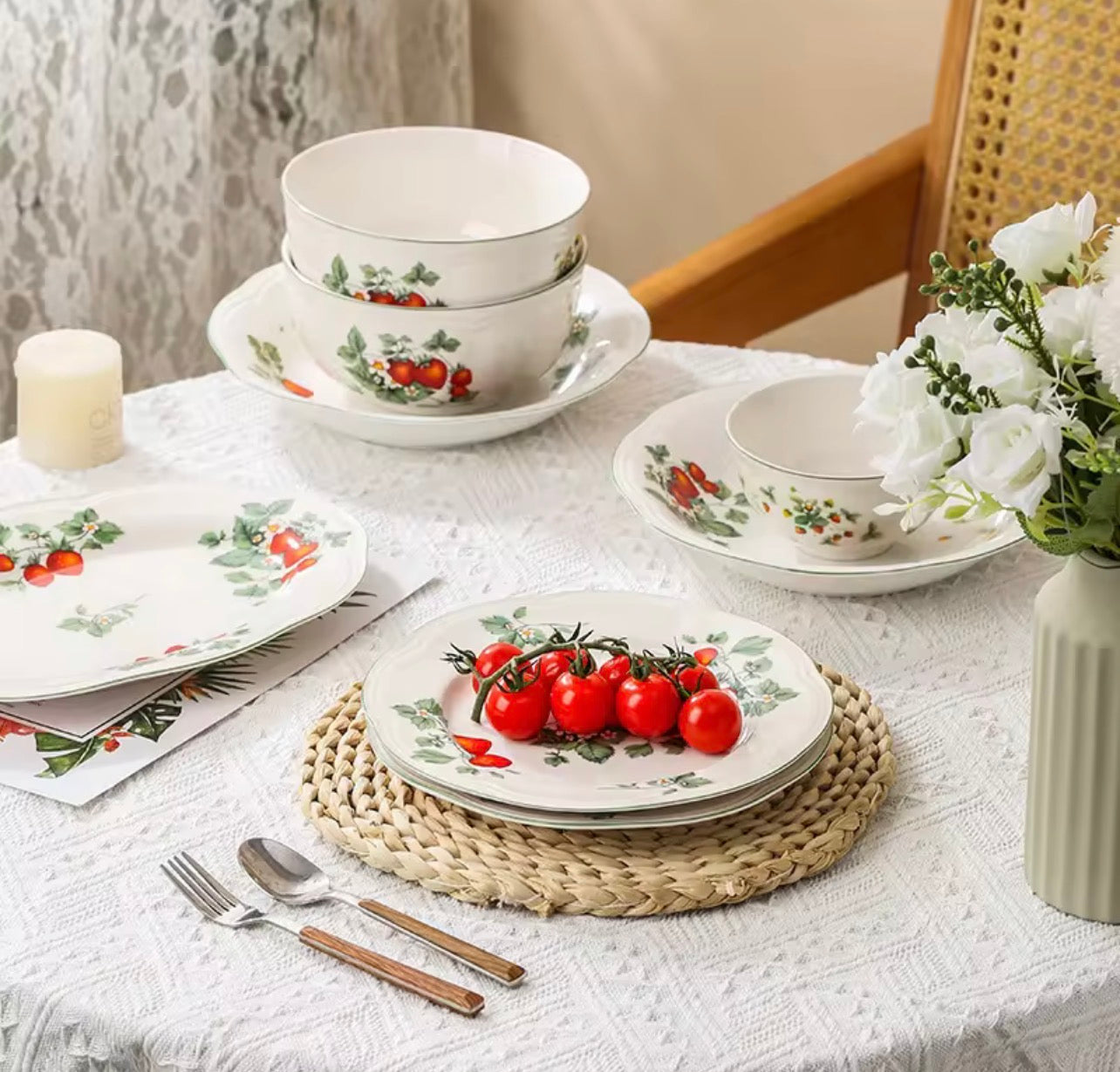 Birdy Fine Bone China Strawberry Oval Plate