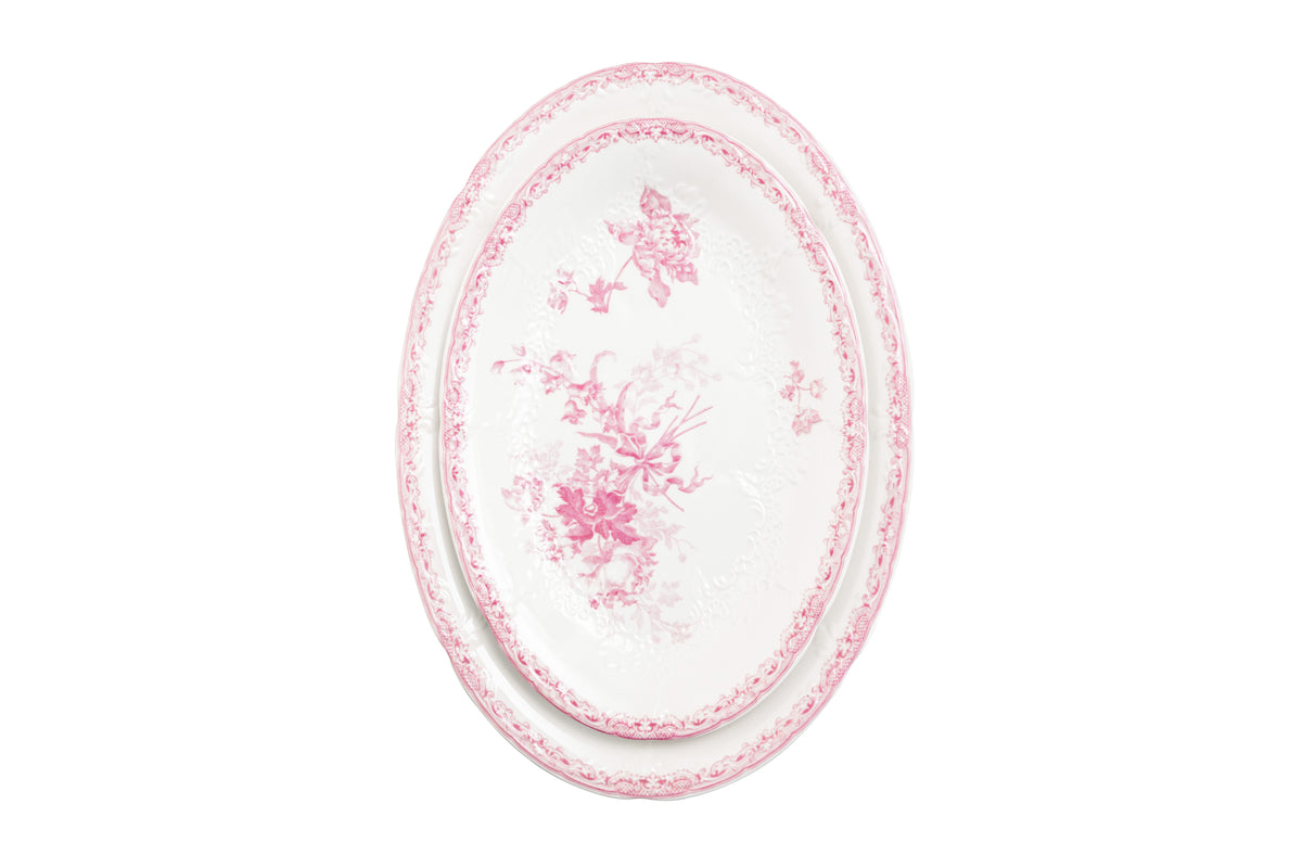 Vintage Pink Fleur Ceramic Serving Platter