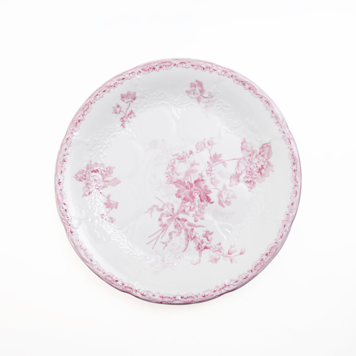 Vintage Pink Fleur Ceramic Round Plate