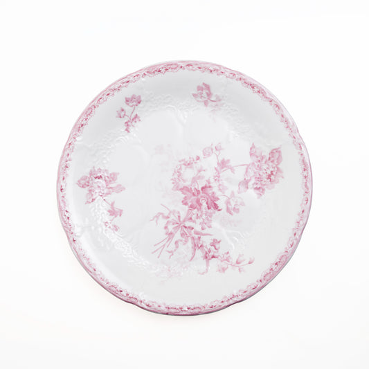 Vintage Pink Fleur Ceramic Round Plate