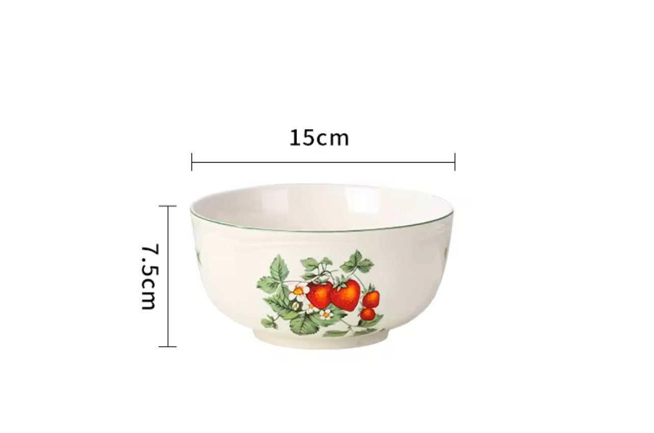  Birdy Fine Bone China Strawberry Bowl dimensions 15 cm diameter and 7.5 cm height featuring elegant botanical strawberry design and premium fine bone china.
