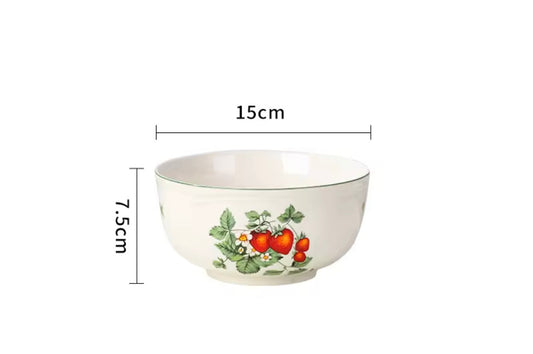  Birdy Fine Bone China Strawberry Bowl dimensions 15 cm diameter and 7.5 cm height featuring elegant botanical strawberry design and premium fine bone china.