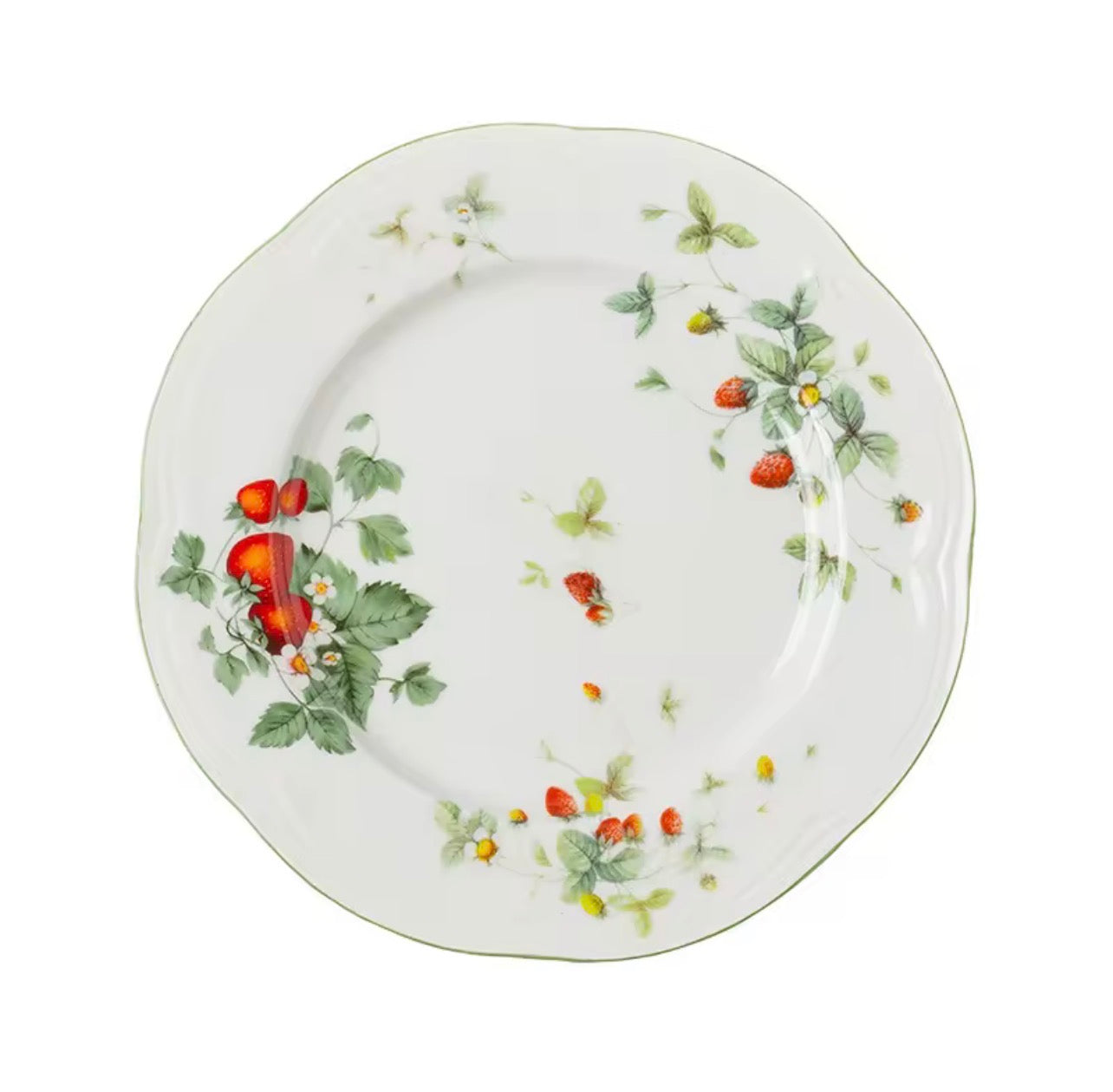 Birdy Fine Bone China Strawberry Quarter Plate with elegant botanical strawberry design, premium dessert and snack plate for everyday dining.