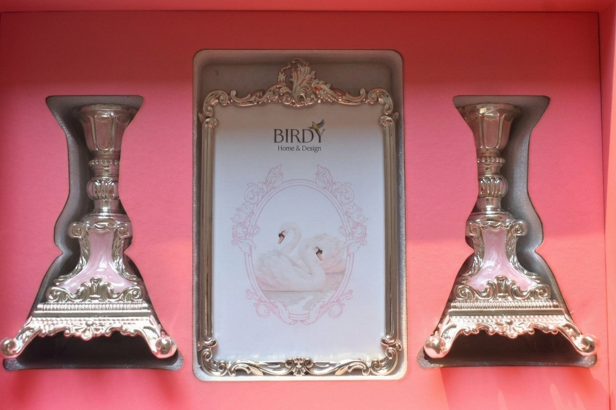 Birdy Silver Photo Frame & Candlestick Gift Set