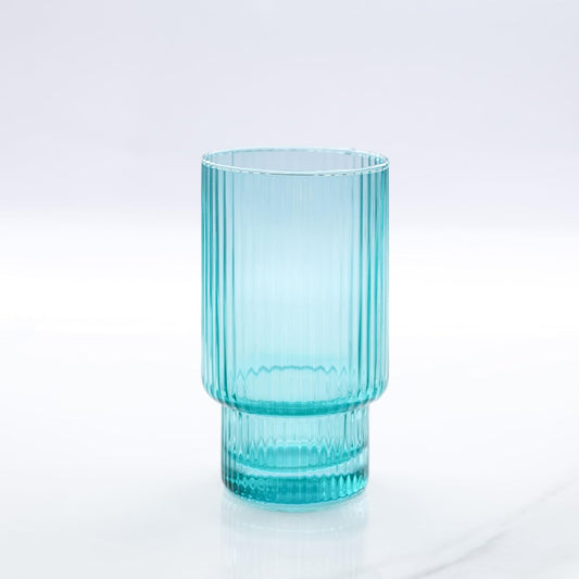 Ribbed Aqua Drinking Glasses